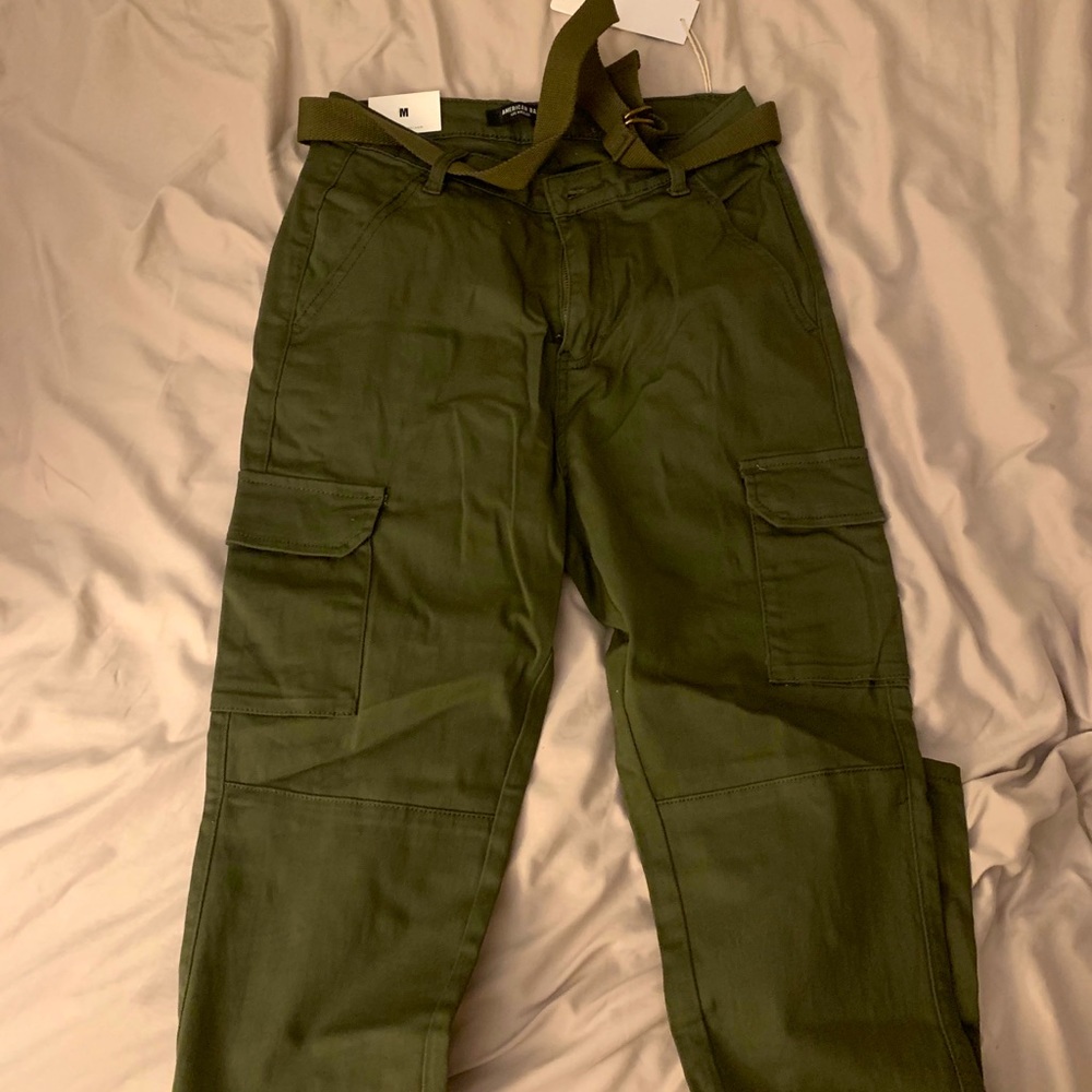 Skinny Olive cargo pants - belted
